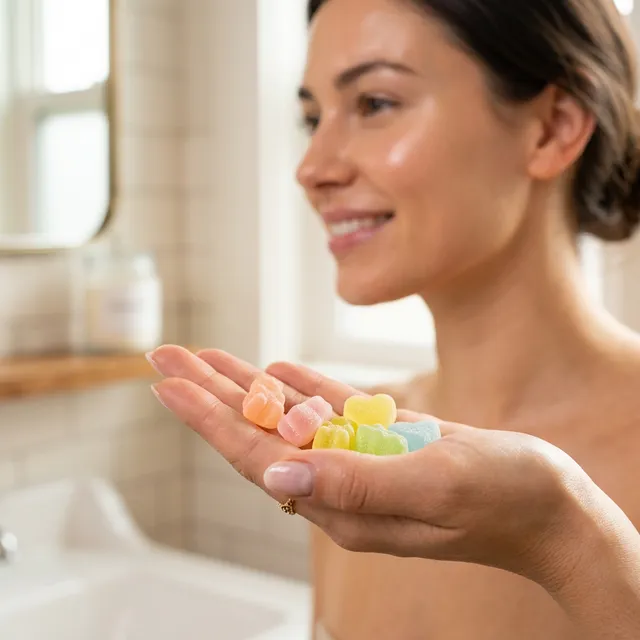 PrimeBiome skin gut gummies bedtime routine wrinkles