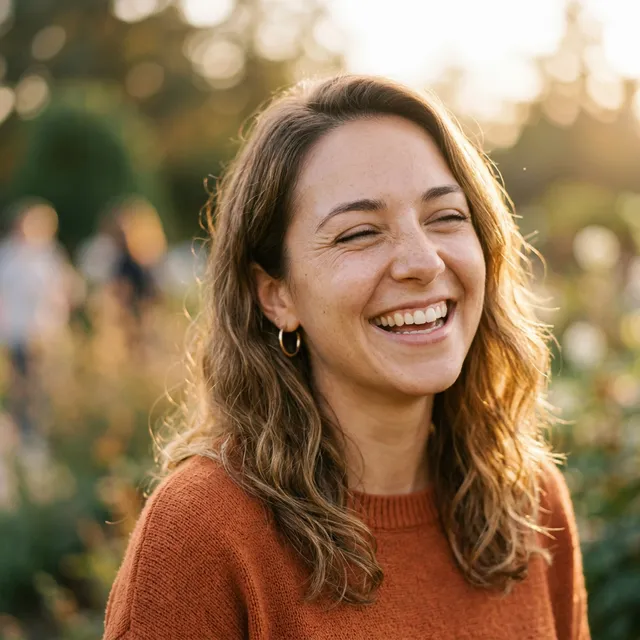 smiling happy person moonlight